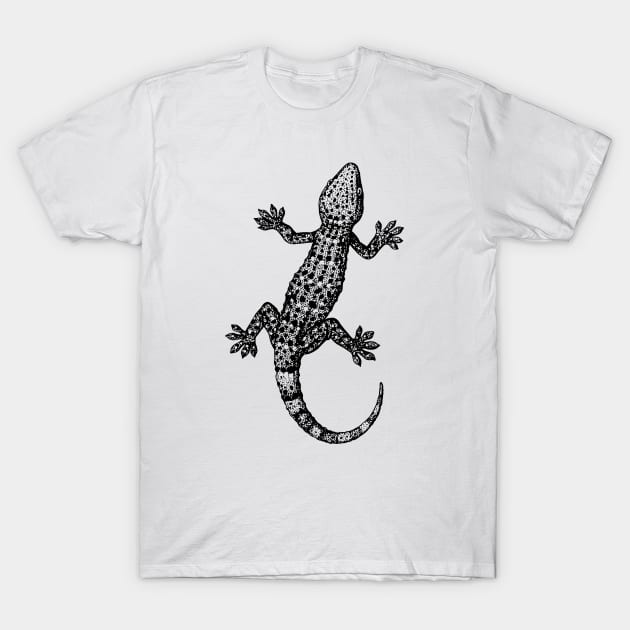 Gecko Illustration T-Shirt by Vintage Sketches